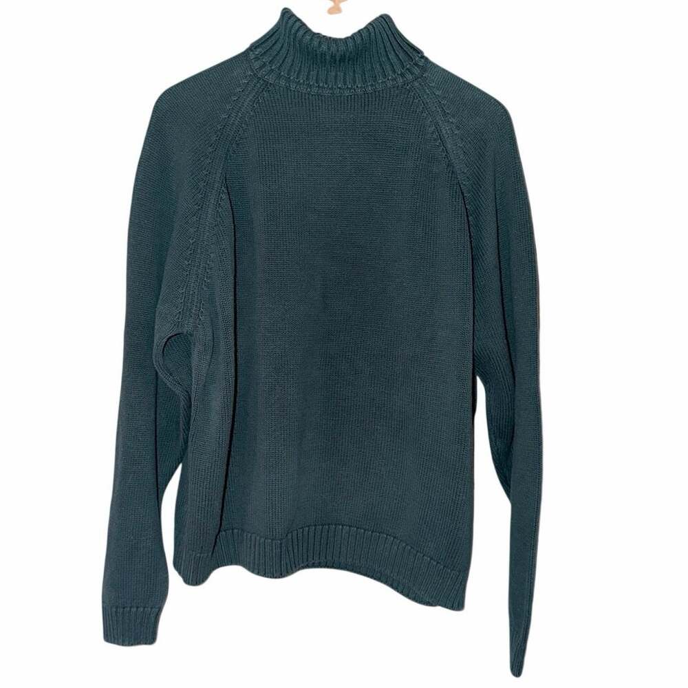 Vintage lands end hunter green knit pullover sweater XL USA made 100% cotton